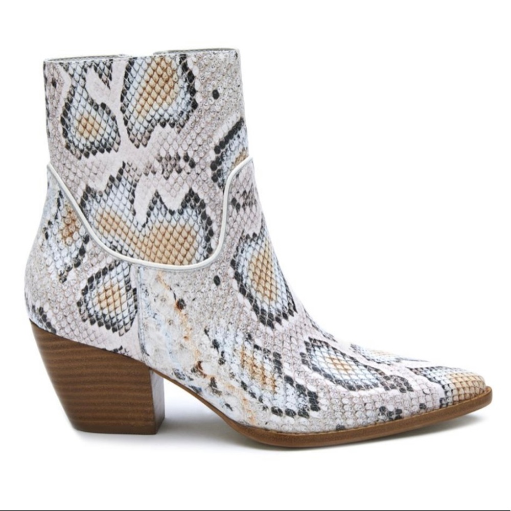 MATISSE AMORE SNAKESKIN ANIMAL PRINT ANKLE BOOT